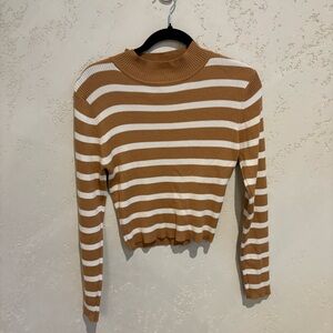 Striped Tan and White Women's Top